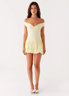 Endless Romance Off Shoulder Mini Dress - Yellow Endless Romance Off Shoulder Mini Dress - Yellow