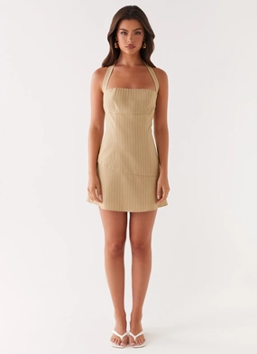 Erica Mini Dress - Beige Stripe Erica Mini Dress - Beige Stripe