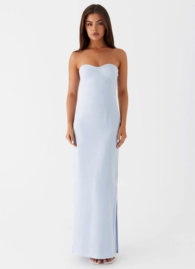 Esra Linen Strapless Maxi Dress - Blue Esra Linen Strapless Maxi Dress - Blue