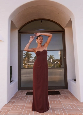 Esra Strapless Maxi Dress - Chocolate Esra Strapless Maxi Dress - Chocolate