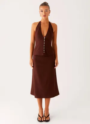 Esther Midi Skirt - Chocolate Esther Midi Skirt - Chocolate