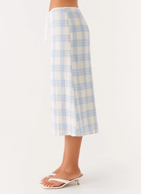 Esther Midi Skirt - Blue Check Seersucker Esther Midi Skirt - Blue Check Seersucker
