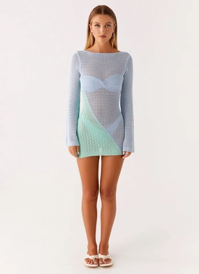 Estie Long Sleeve Crochet Mini Dress - Multi Estie Long Sleeve Crochet Mini Dress - Multi