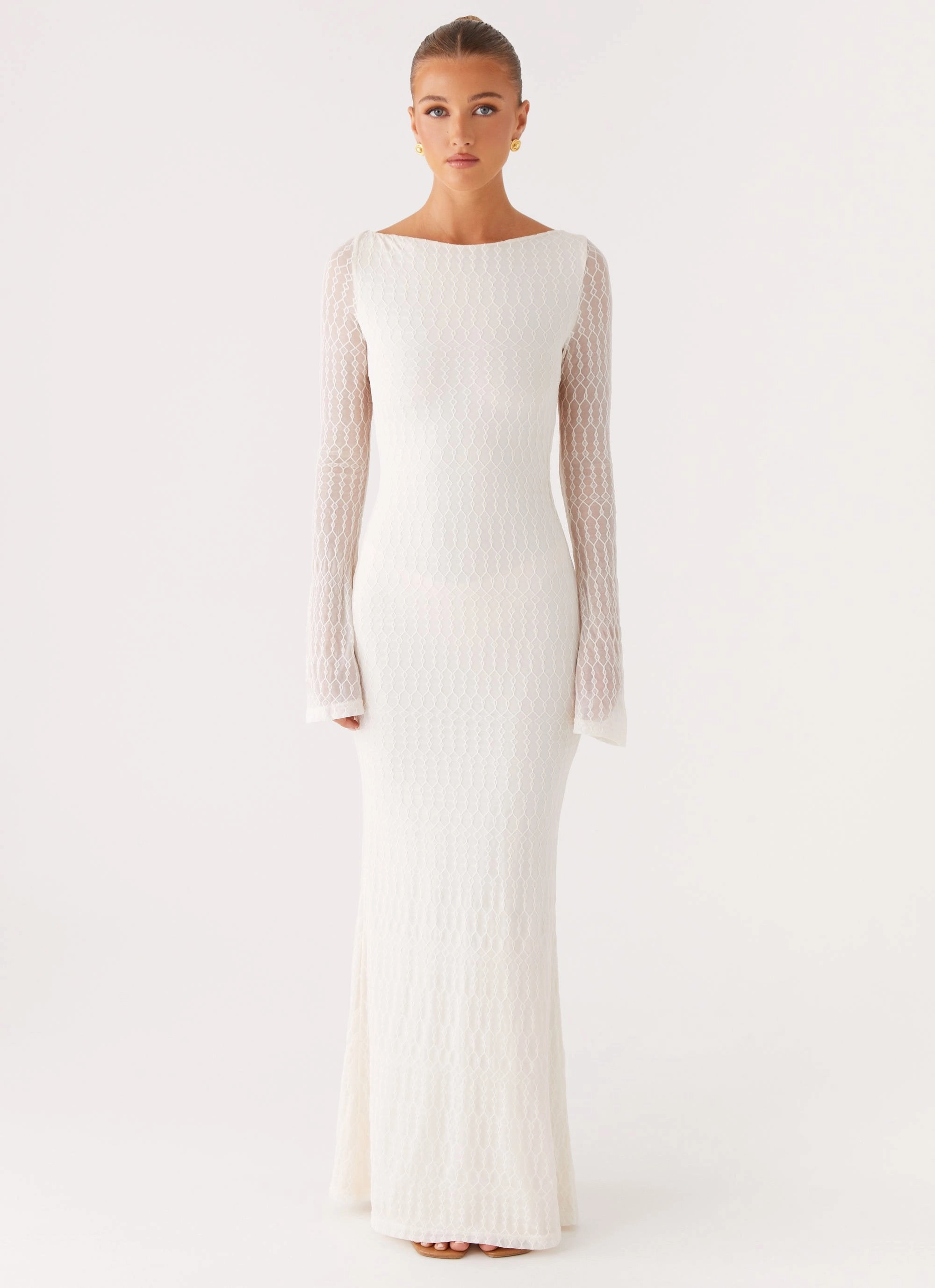 Ethereal Long Sleeve Maxi Dress - Ivory