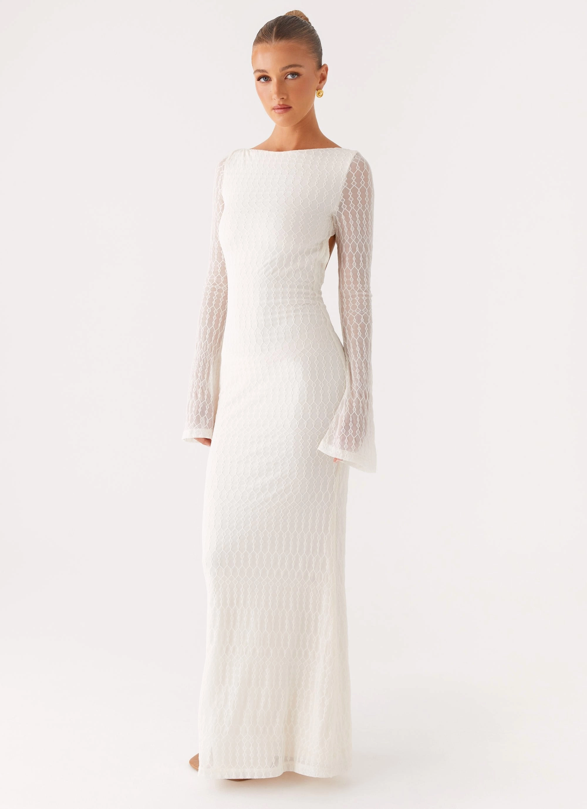 Ethereal Long Sleeve Maxi Dress - Ivory