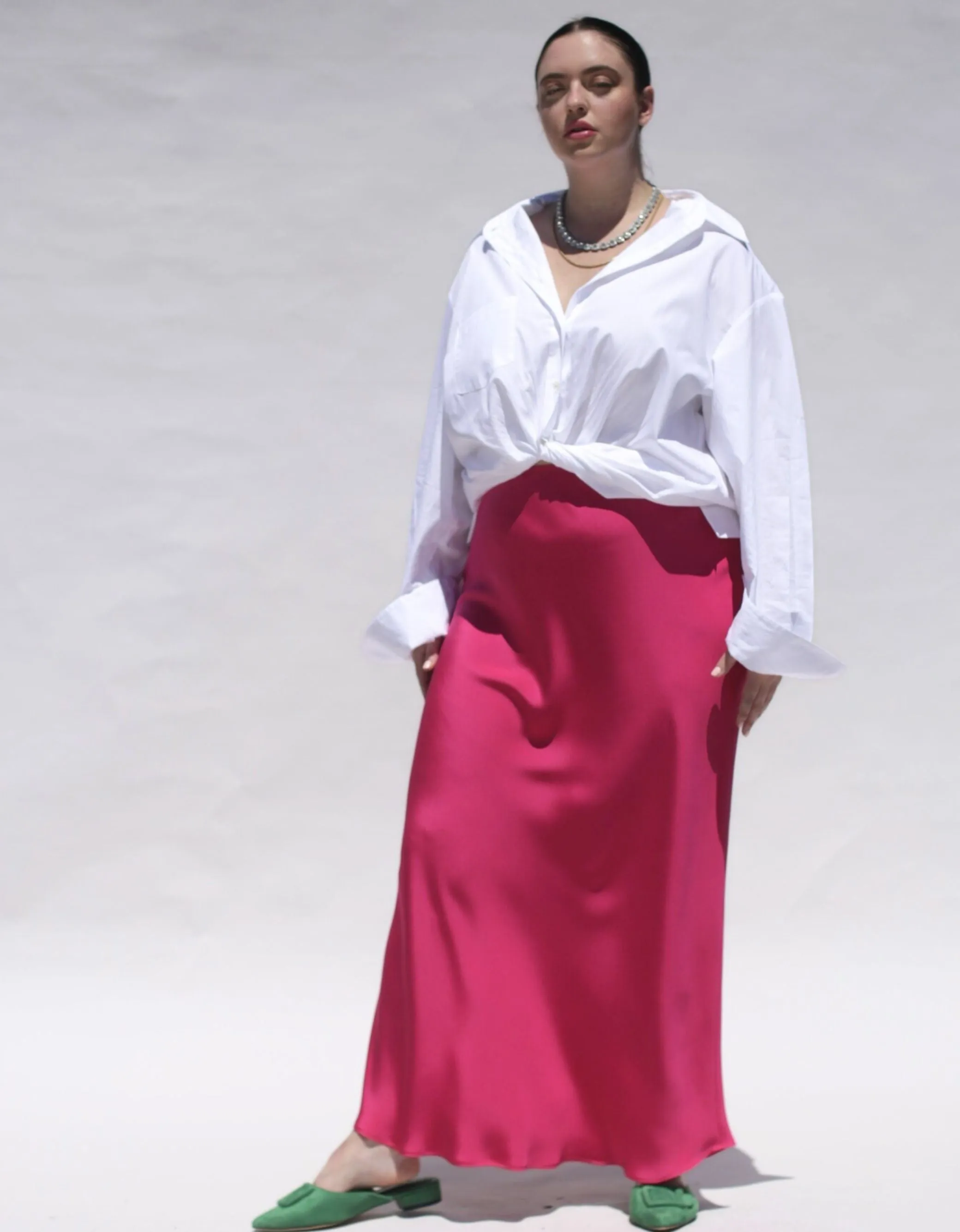 Eudora Maxi Bias Skirt- Silk-Pink Sapphire