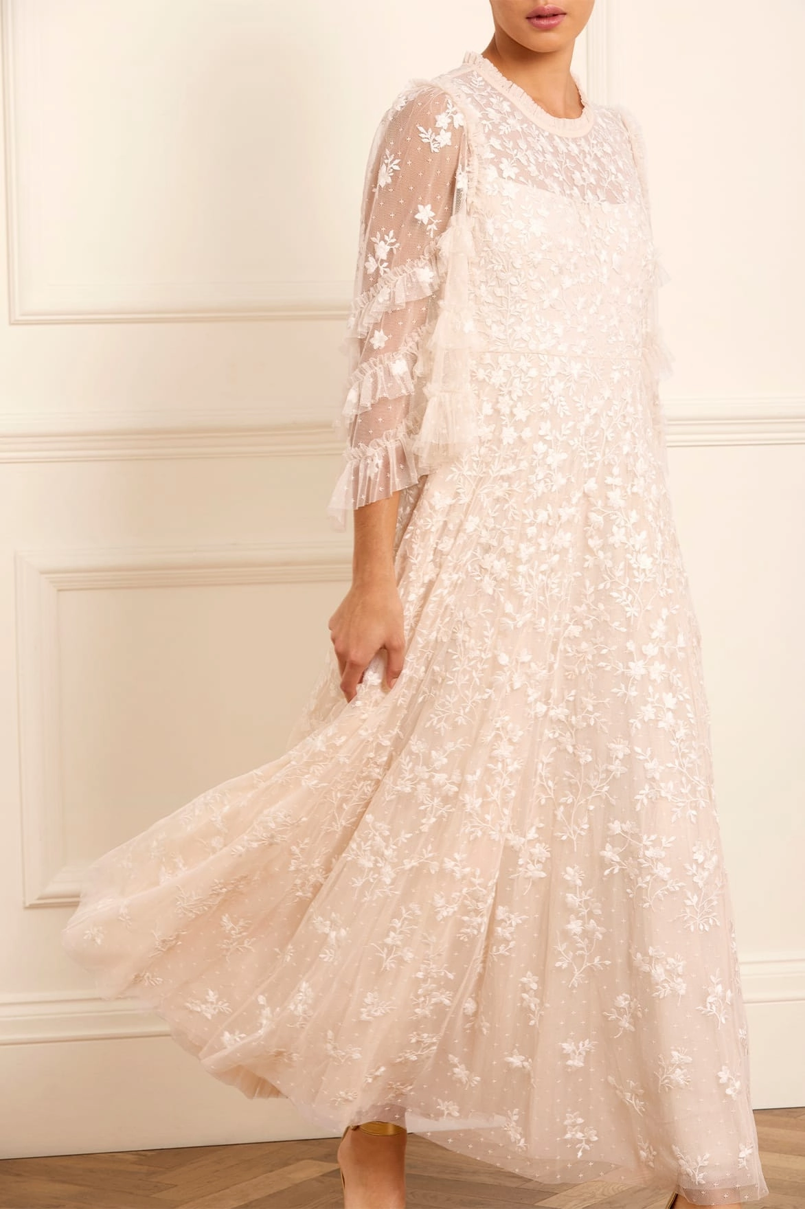 Everett Bloom Round Neck Ankle Gown