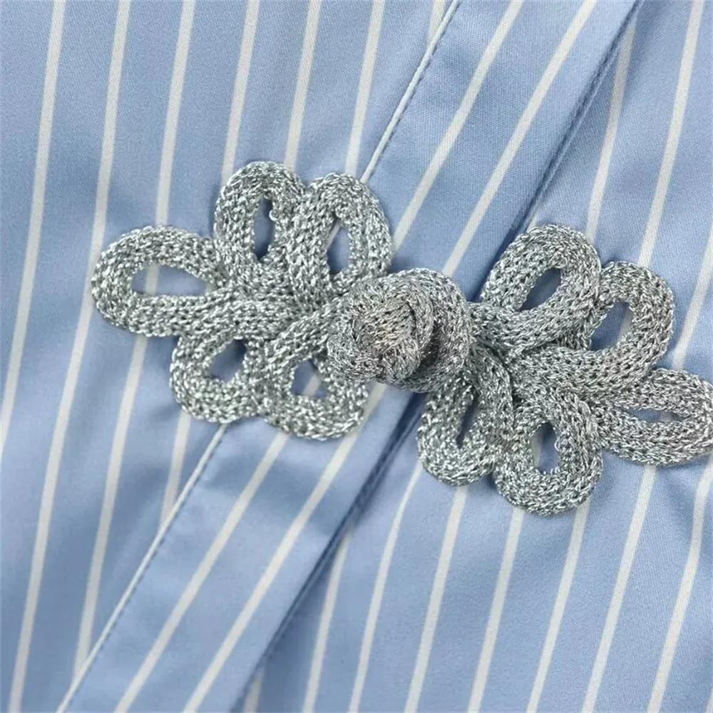 Ewa Cheongsam Pinstripe Shirt