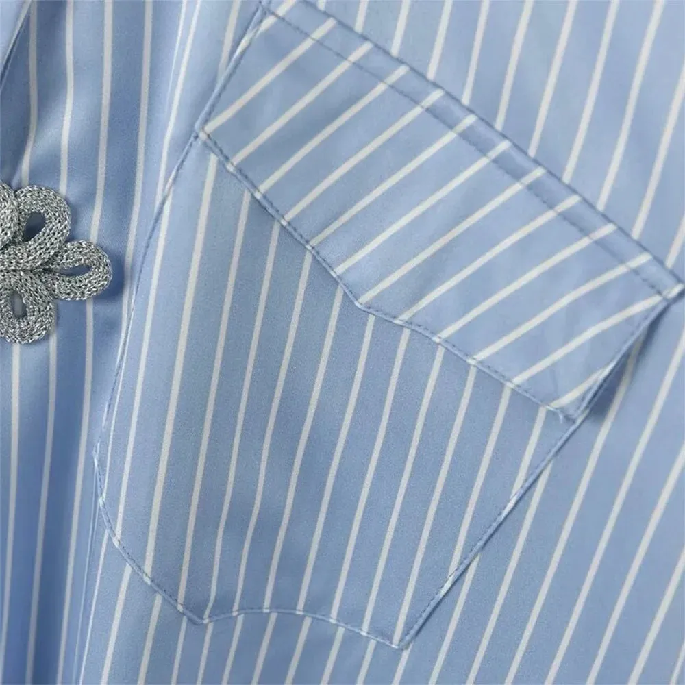 Ewa Cheongsam Pinstripe Shirt