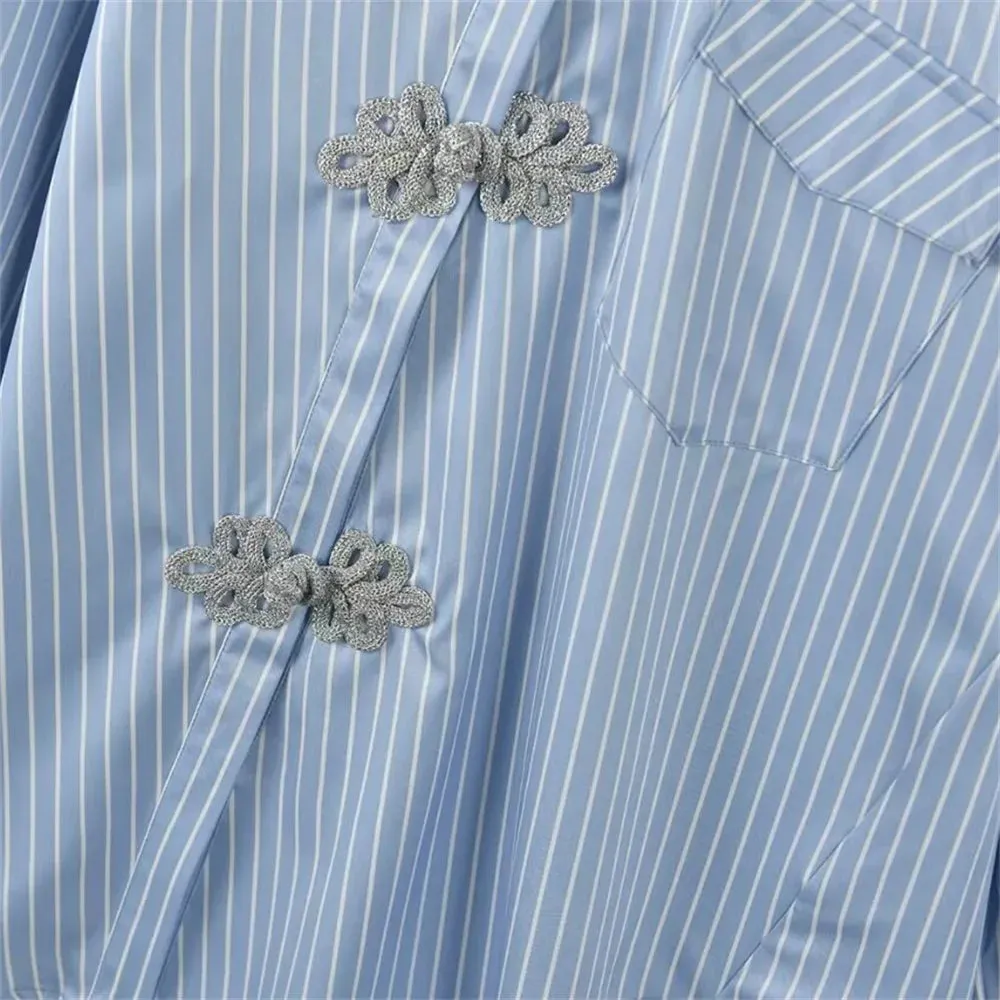 Ewa Cheongsam Pinstripe Shirt