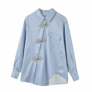 Ewa Cheongsam Pinstripe Shirt