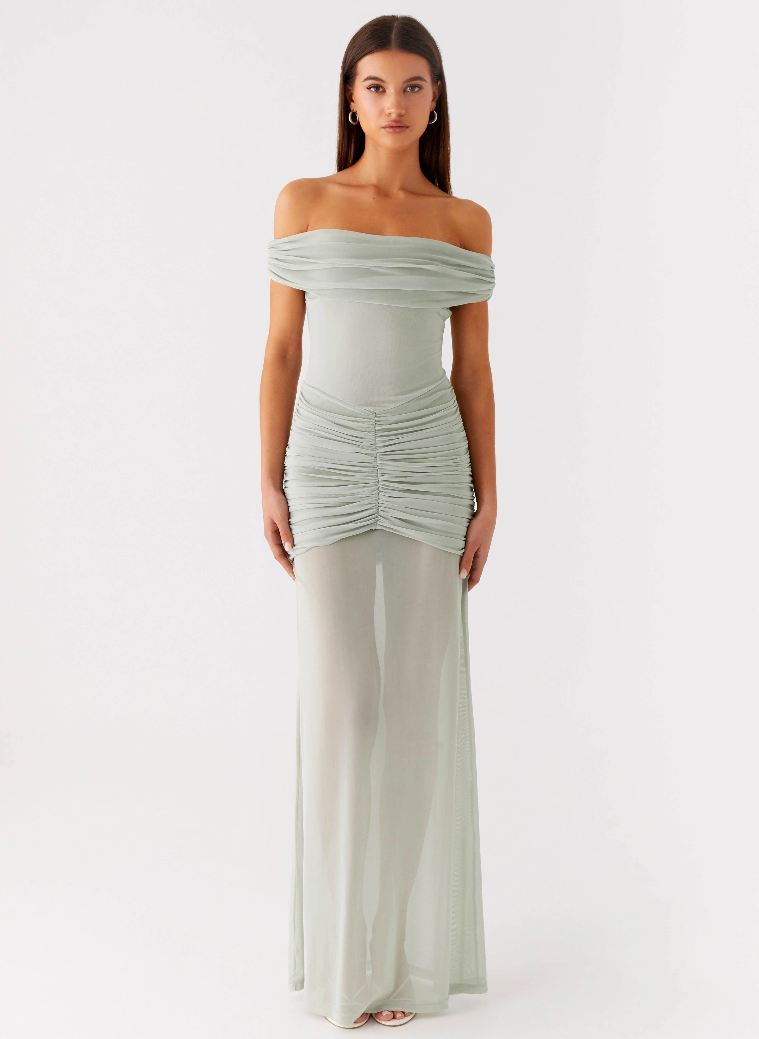 Eyllin Off Shoulder Maxi Dress - Sage