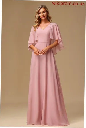 Fabric Embellishment Length V-neck A-Line Floor-Length Lace Silhouette Neckline Daniela Natural Waist Halter Bridesmaid Dresses