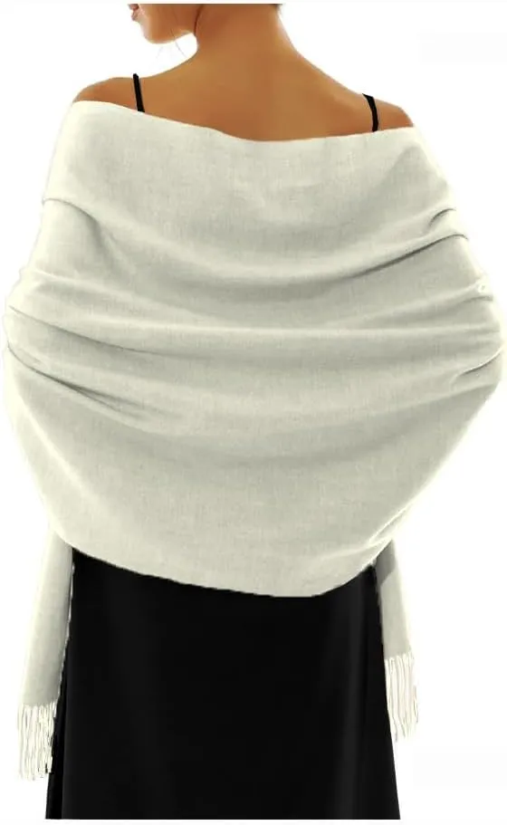 FairyCity Women's Pashmina Shawls and Wraps for Evening Dresses, Large Soft cashmere Wedding Shawl Solid Color