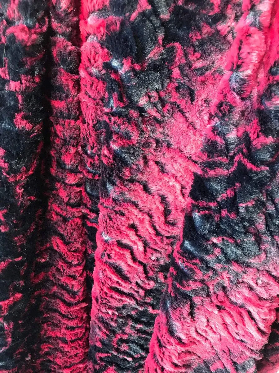 Fake Fur Animal Skin Faux Fur By The Yard 60" Width Black / Pink Fabric