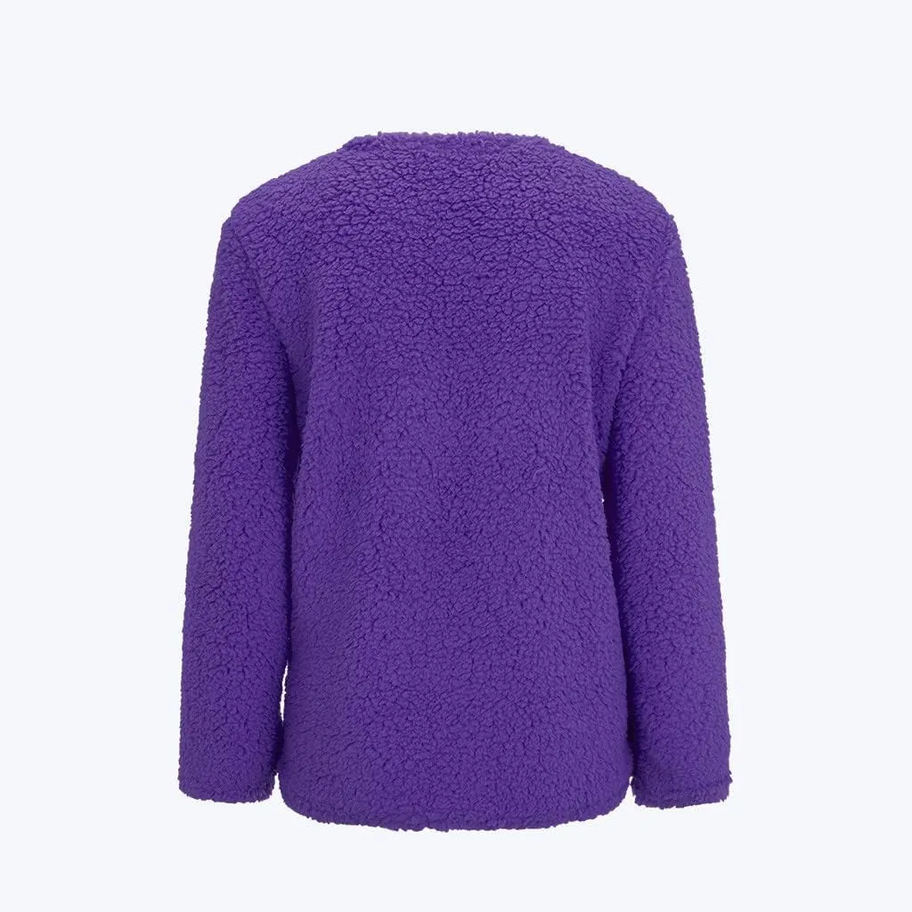 Fall Winter Coats for Women 2025 Casual Plush Jackets Plus Size Sweater Coat with Pockets Outerwear Buttons Cardigan