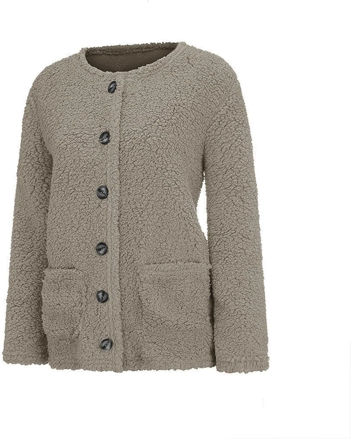 Fall Winter Coats for Women 2025 Casual Plush Jackets Plus Size Sweater Coat with Pockets Outerwear Buttons Cardigan