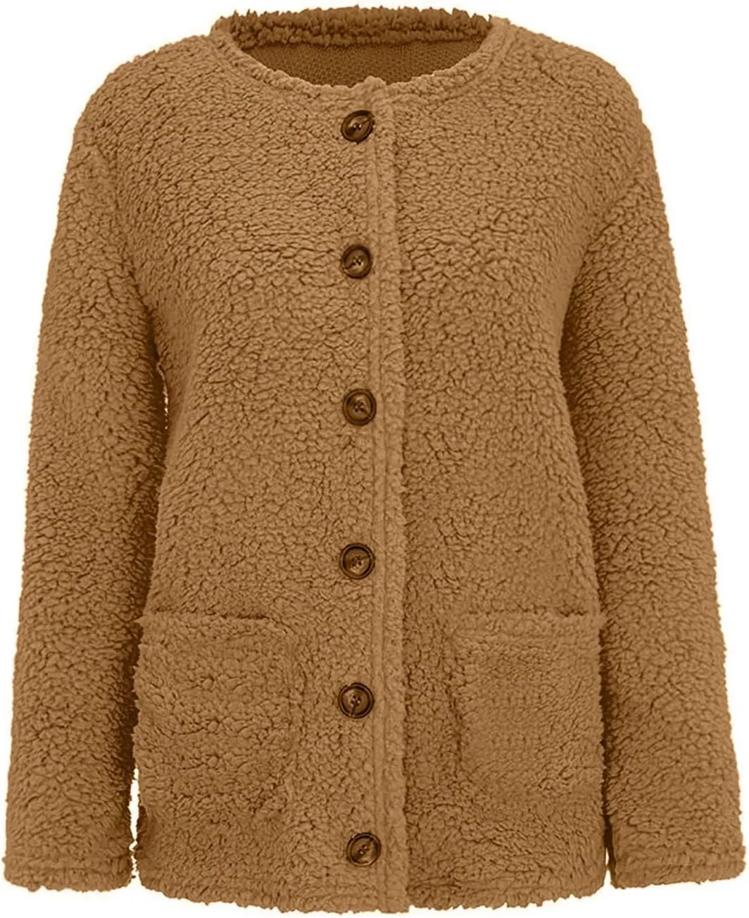 Fall Winter Coats for Women 2025 Casual Plush Jackets Plus Size Sweater Coat with Pockets Outerwear Buttons Cardigan