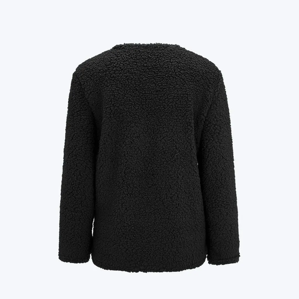 Fall Winter Coats for Women 2025 Casual Plush Jackets Plus Size Sweater Coat with Pockets Outerwear Buttons Cardigan