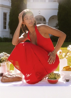 Falling For You Midi Dress - Red Falling For You Midi Dress - Red