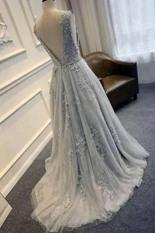 Fashion A-Line Floor Length Layers Tulle V Back Floral Prom Dresses TP0138