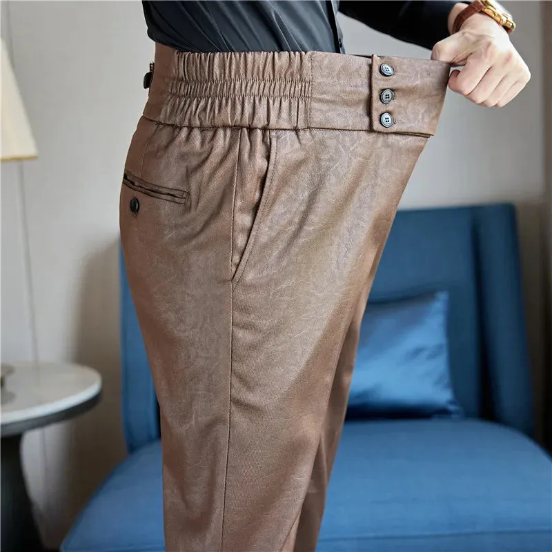 Fashion Glossy Jacquard High Waisted Trousers