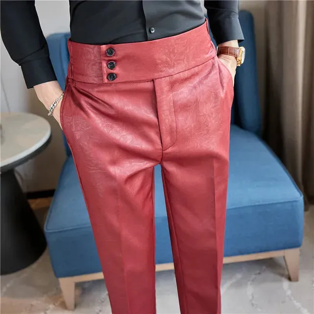 Fashion Glossy Jacquard High Waisted Trousers