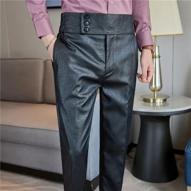 Fashion Glossy Jacquard High Waisted Trousers