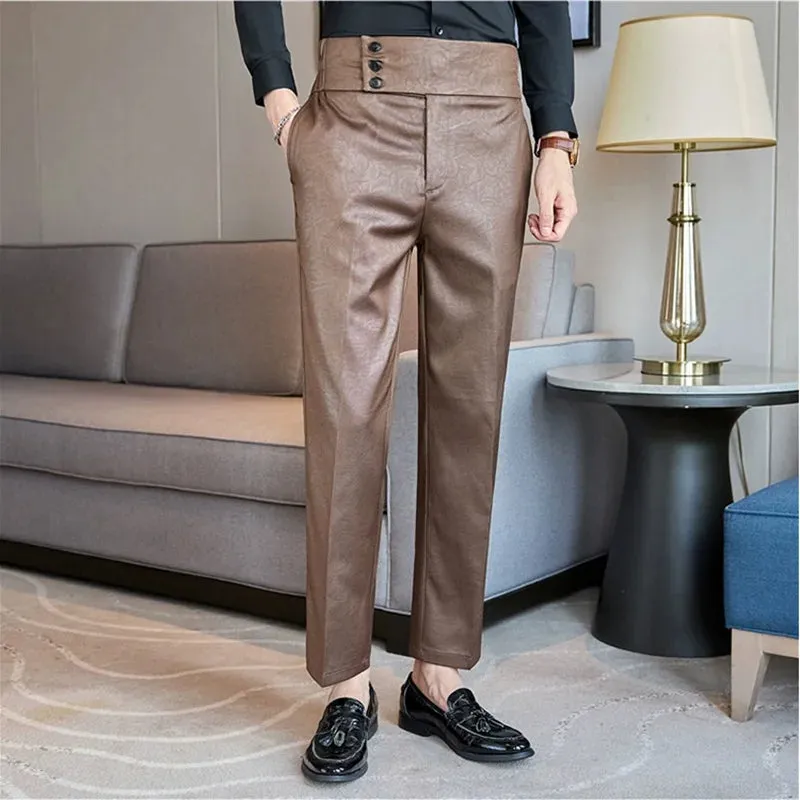 Fashion Glossy Jacquard High Waisted Trousers