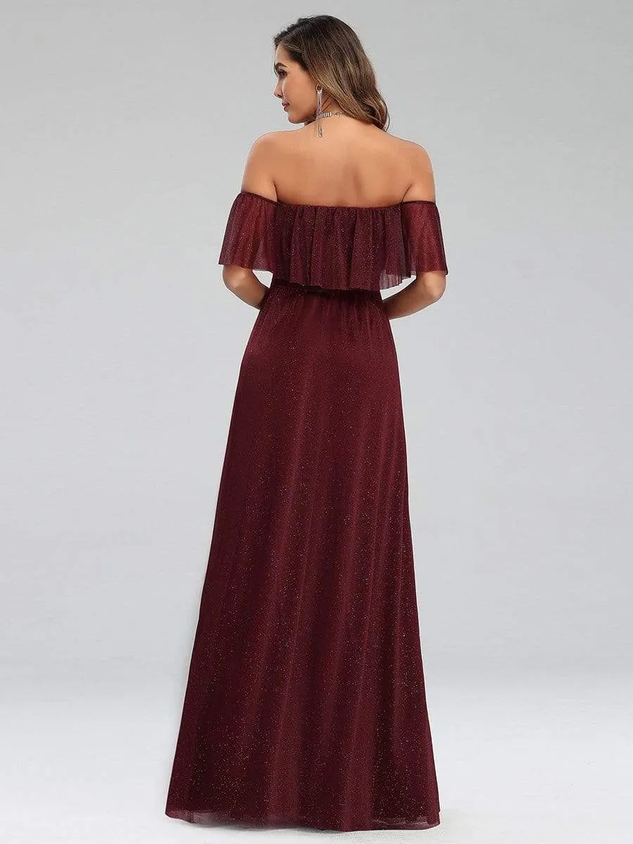 Fashion Off Shoulder Pleated Evening Party Dresses for Women