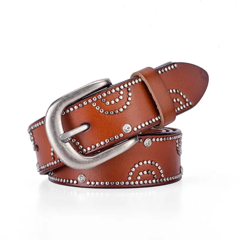 Fashion Rhinestone Rivet Belt For Women Cowgirl-WB7054