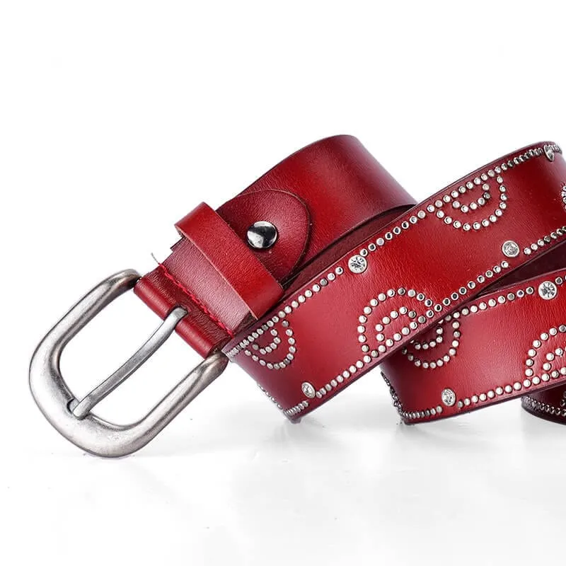 Fashion Rhinestone Rivet Belt For Women Cowgirl-WB7054