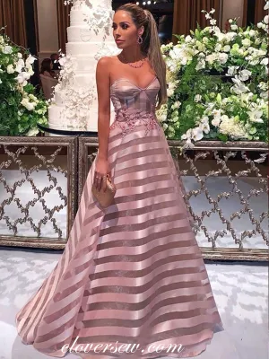 Fashion Sweetheart Strapless 3D Applique A-line Prom Dresses,CP0284