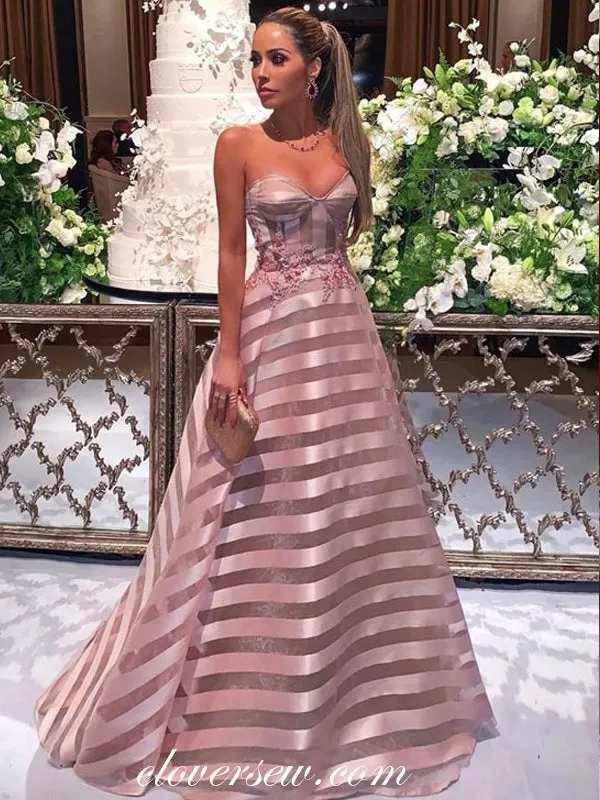 Fashion Sweetheart Strapless 3D Applique A-line Prom Dresses,CP0284