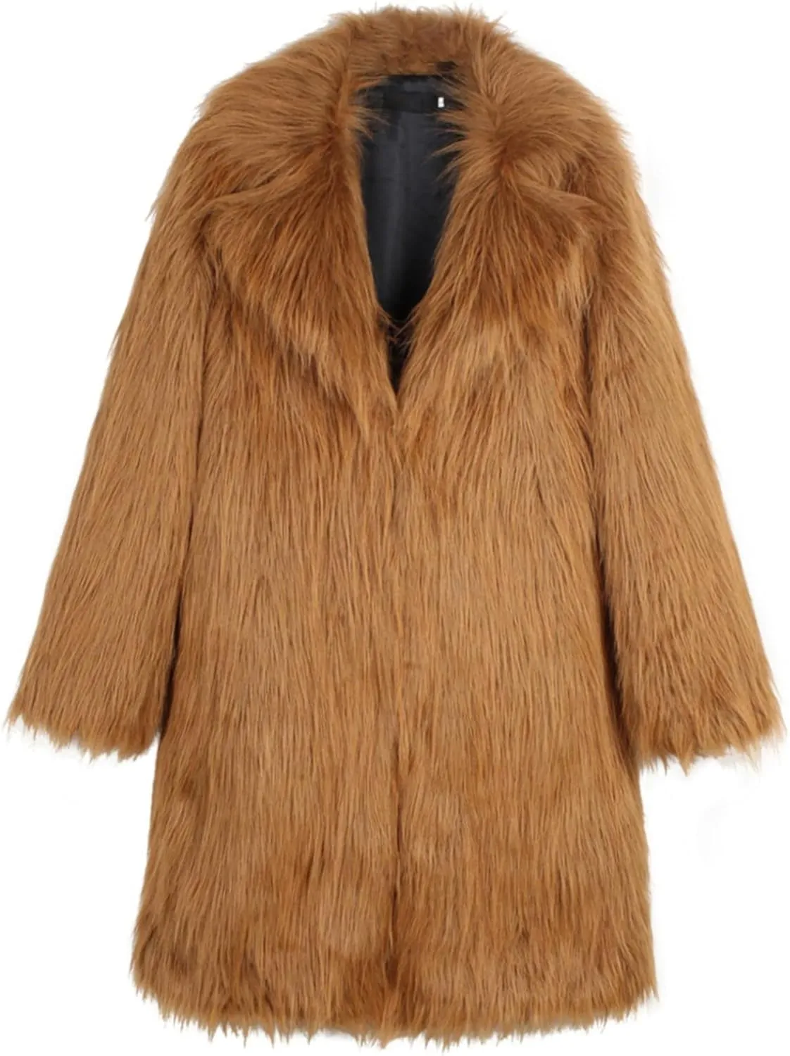 Faux Fur Coat for Men Fluffy Soft Winter Warm Cardigan Outwear Casual Long Sleeve Thicken Overcoat Jacket with Pocket