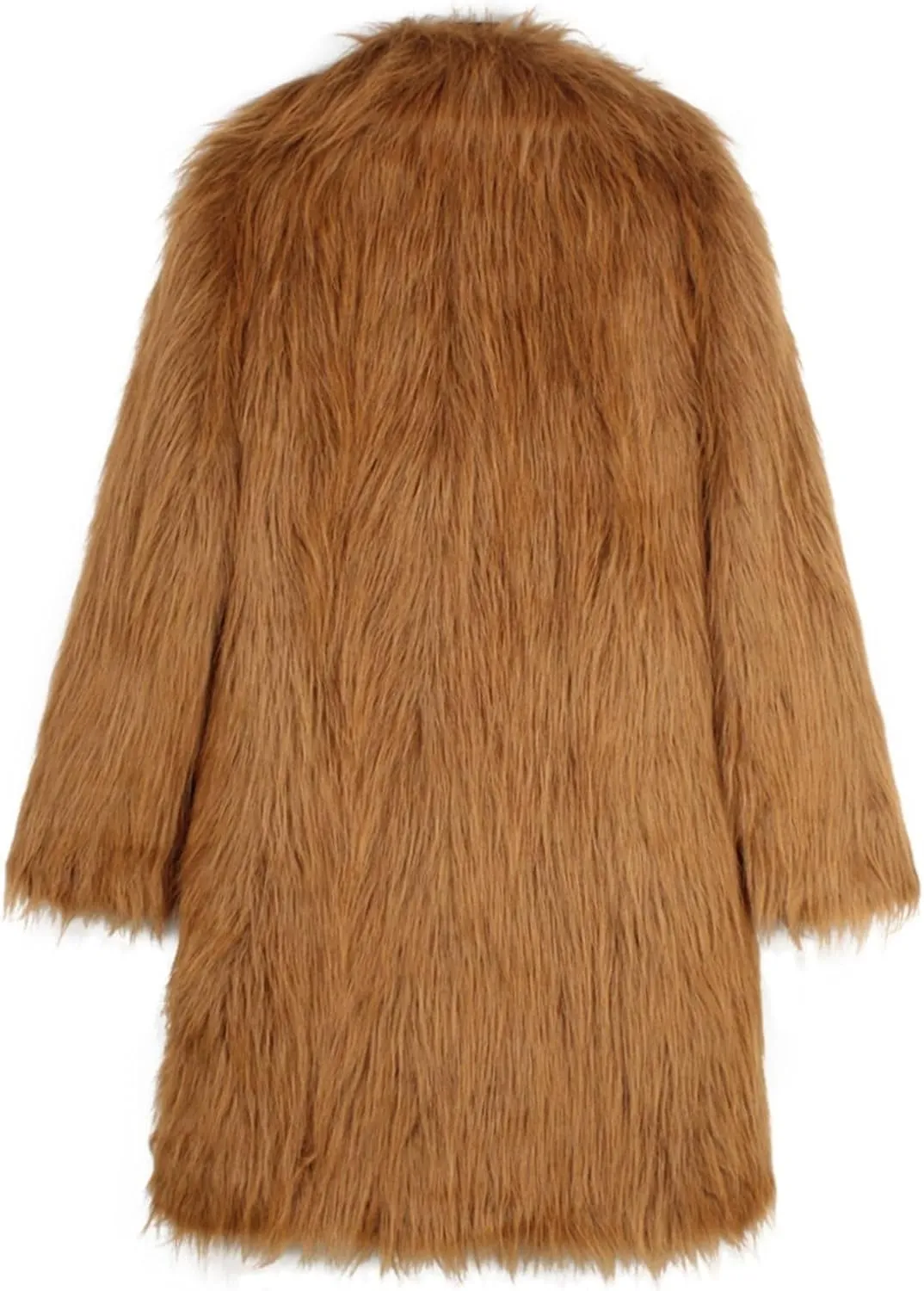 Faux Fur Coat for Men Fluffy Soft Winter Warm Cardigan Outwear Casual Long Sleeve Thicken Overcoat Jacket with Pocket