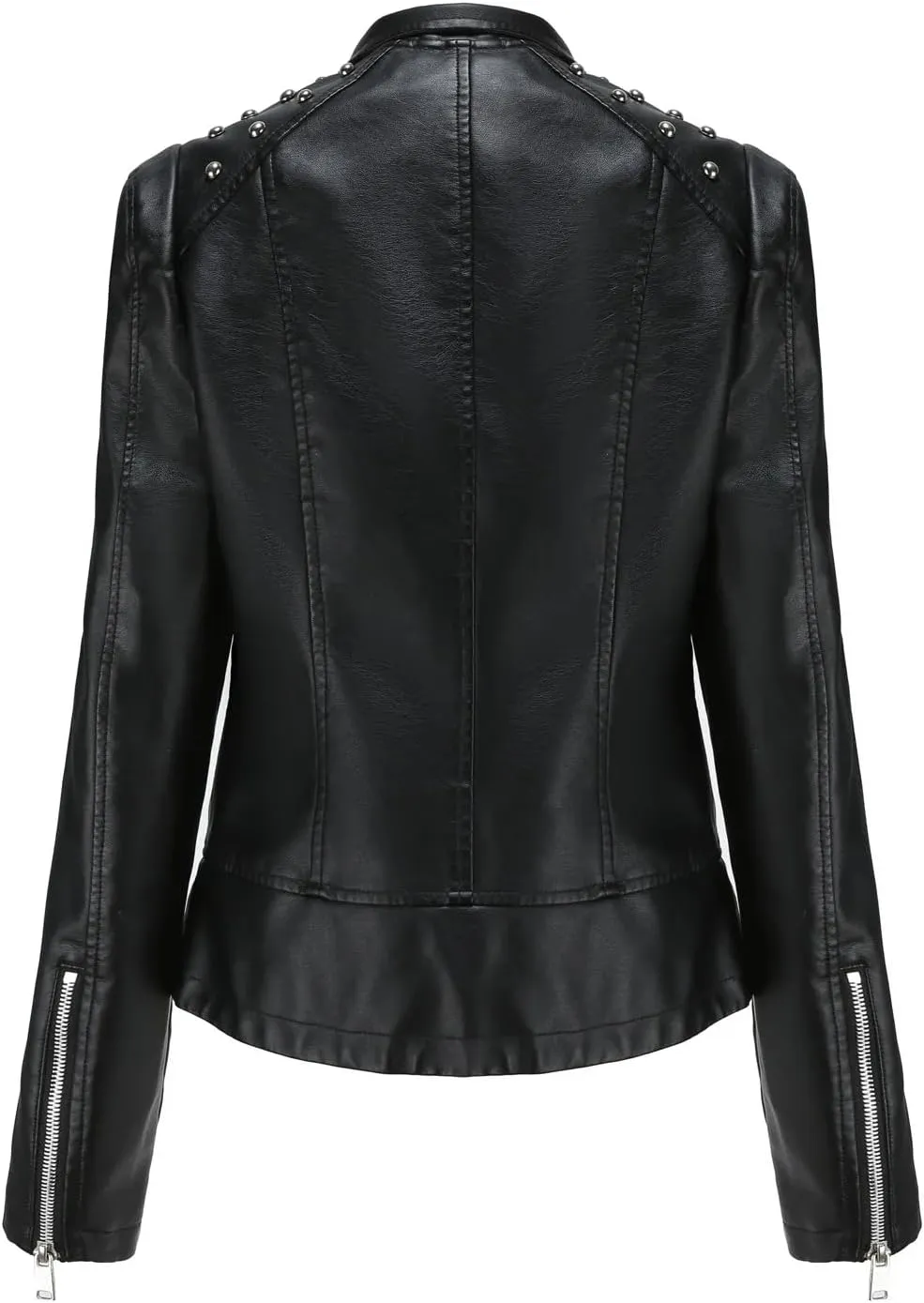 Faux Leather Jacket Women Rivet Motorcycle Jacket Spring Moto Biker Zipper Jacket Autumn Outerwear Black Brown