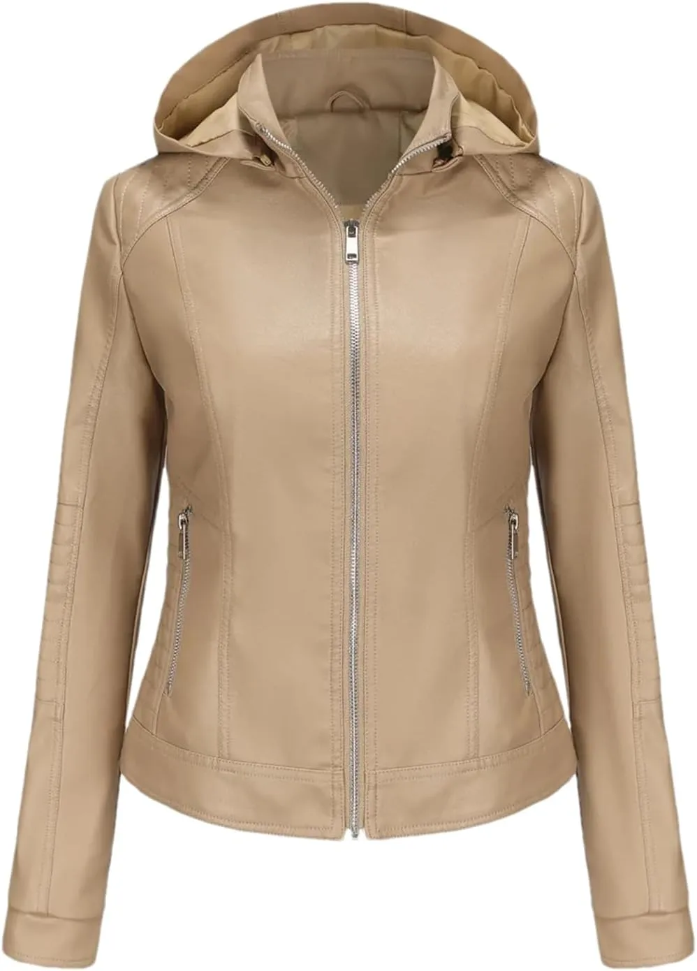 Faux Leather Jacket Women Stand Up Collar Female Coat Moto Biker Zipper Jacket Spring Autumn Brown Red Khaki Navy