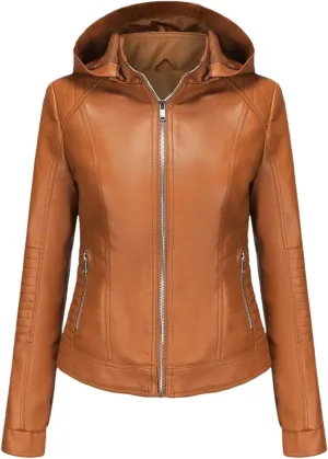 Faux Leather Jacket Women Stand Up Collar Female Coat Moto Biker Zipper Jacket Spring Autumn Brown Red Khaki Navy