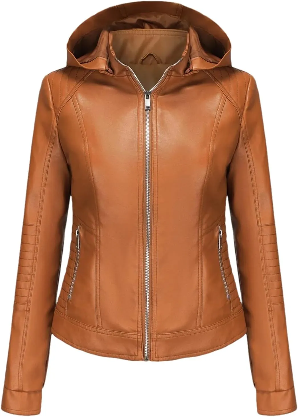 Faux Leather Jacket Women Stand Up Collar Female Coat Moto Biker Zipper Jacket Spring Autumn Brown Red Khaki Navy