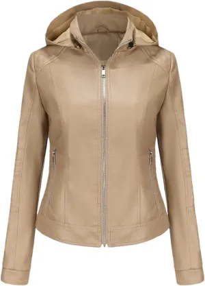 Faux Leather Jacket Women Stand Up Collar Female Coat Moto Biker Zipper Jacket Spring Autumn Brown Red Khaki Navy
