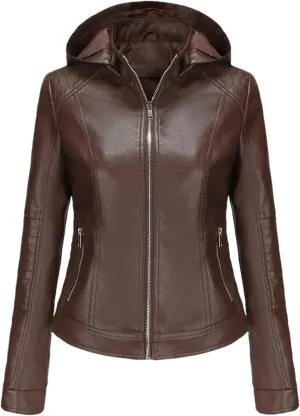 Faux Leather Jacket Women Stand Up Collar Female Coat Moto Biker Zipper Jacket Spring Autumn Brown Red Khaki Navy