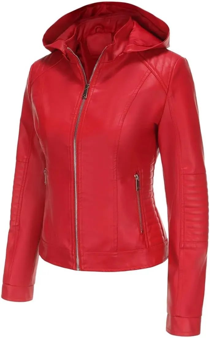 Faux Leather Jacket Women Stand Up Collar Female Coat Moto Biker Zipper Jacket Spring Autumn Brown Red Khaki Navy