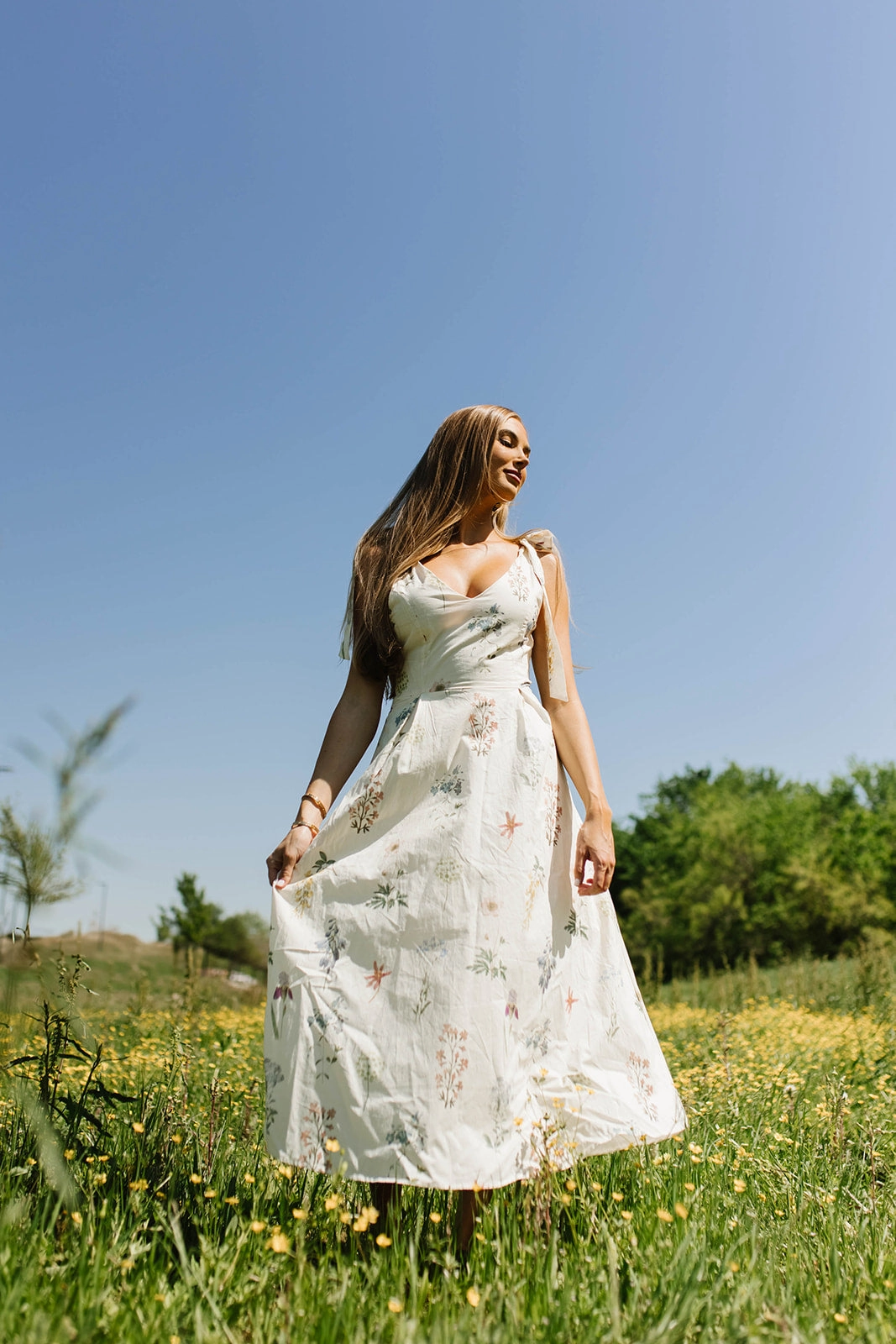 Fawna Floral Midi Dress in Cream *Final-Sale*