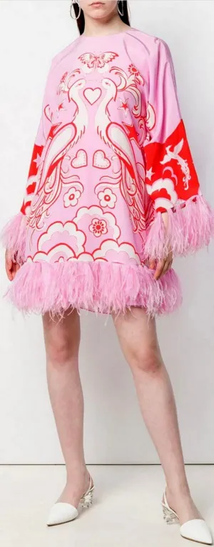 Feather Applique Printed Dress * Very Low Stock*