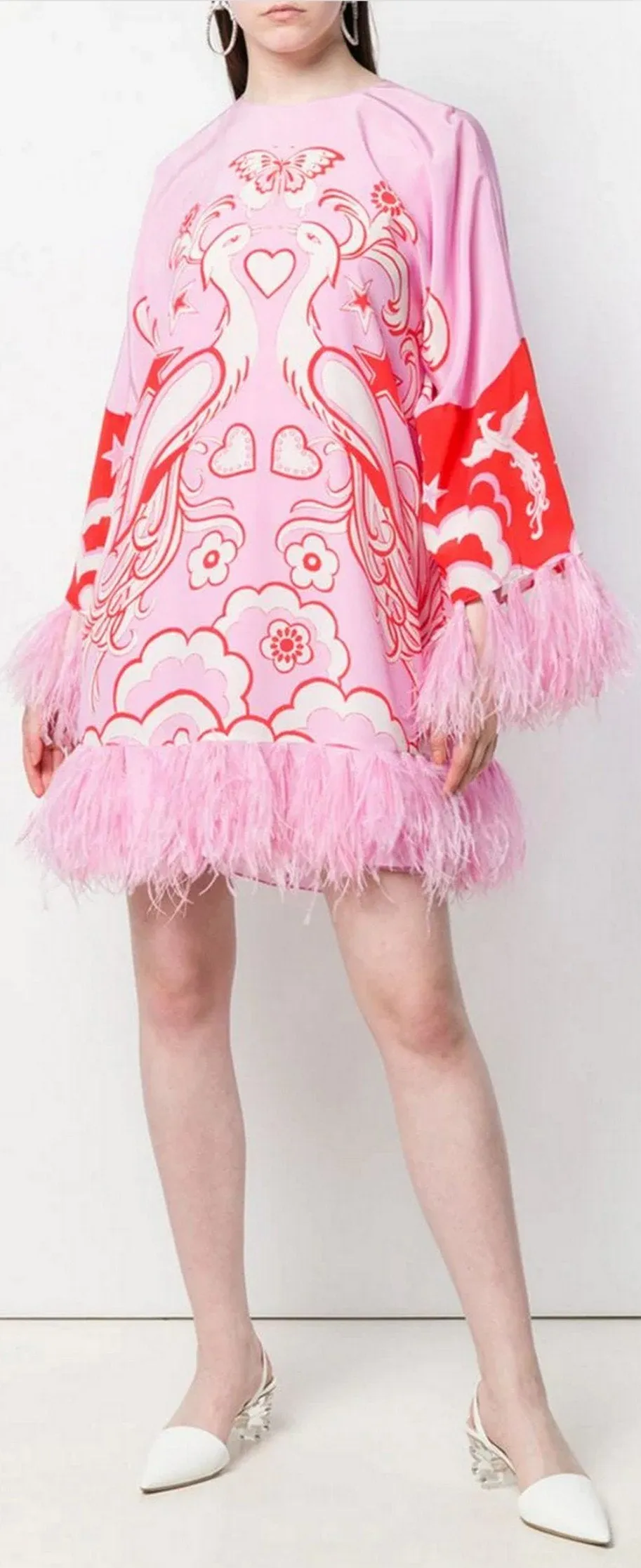 Feather Applique Printed Dress * Very Low Stock*