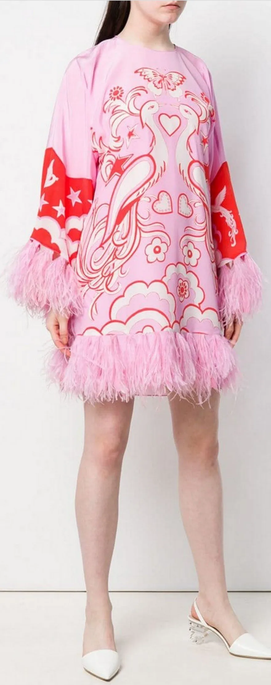 Feather Applique Printed Dress * Very Low Stock*