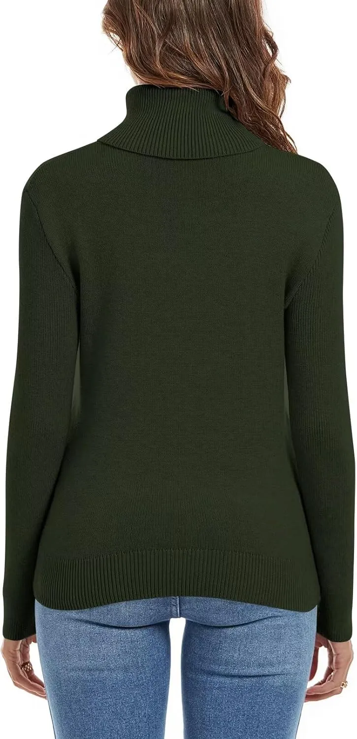FEKOAFE Sweaters for Women 2025 Long Sleeve Ribbed Knit Solid Color Turtleneck 2025 Fall Winter Pullover Sweaters