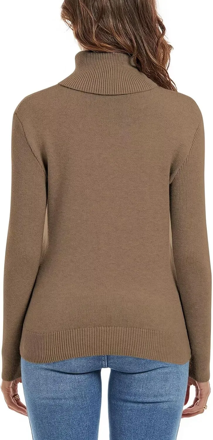 FEKOAFE Sweaters for Women 2025 Long Sleeve Ribbed Knit Solid Color Turtleneck 2025 Fall Winter Pullover Sweaters