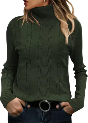 FEKOAFE Sweaters for Women 2025 Long Sleeve Ribbed Knit Solid Color Turtleneck 2025 Fall Winter Pullover Sweaters
